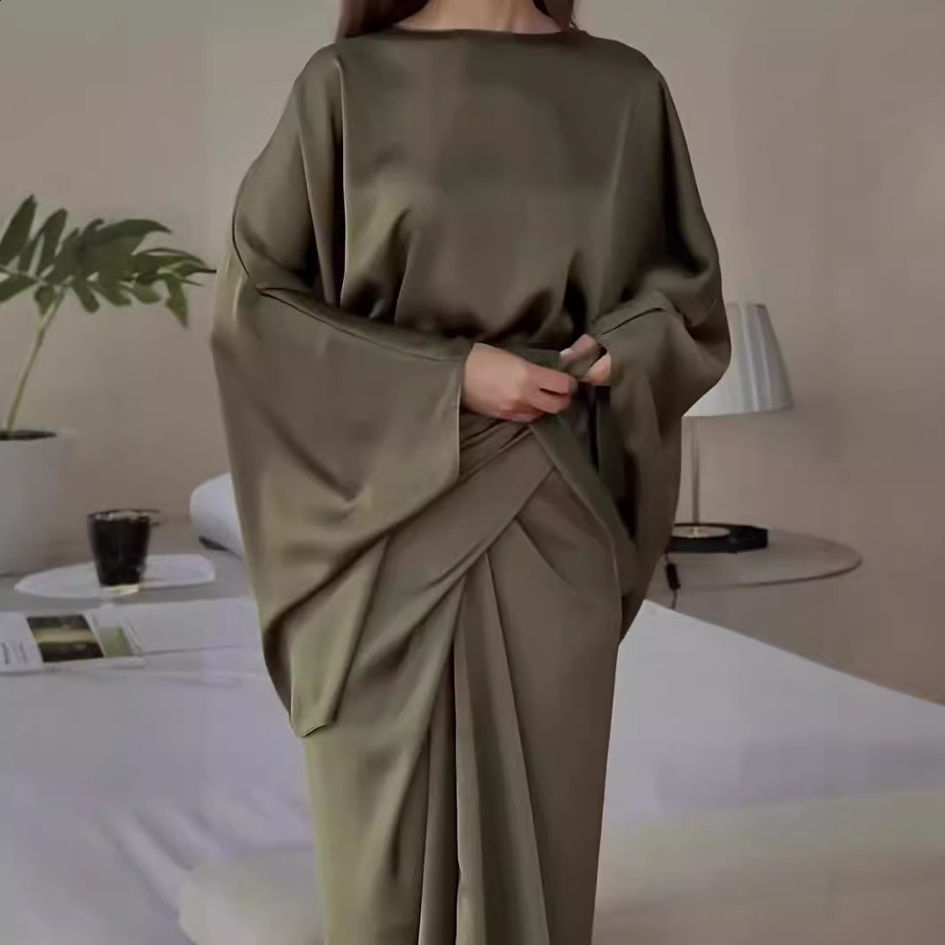 Long Sleeve Loose Robes For Women Elegant O Neck High Waist Slim Long Dress Ladies Club Evening Party Gowns 241031