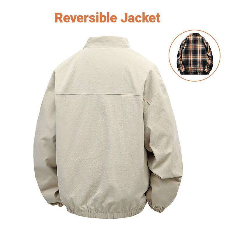 Fashionable Casual Double-Sided Reversible Plaid Collar Jacket Men's Autumn/Winter Trendy Versatile High-End Outerwear
