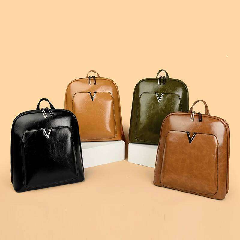 Women Travel Large Capacity Classic Backpack Oil Wax Leather PU Shoulder Bag Mochilas De Gran Capacidad Z260204