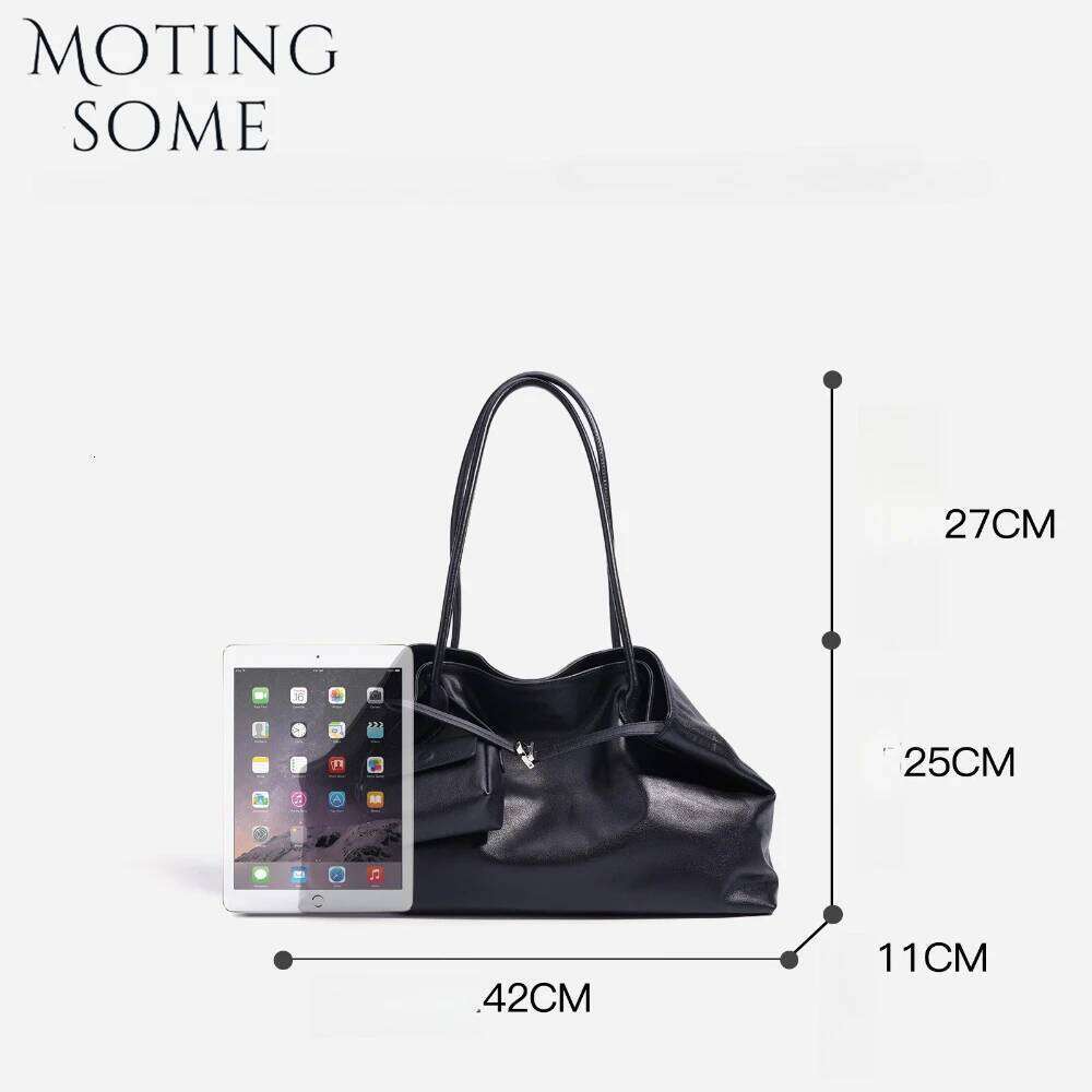 Motingsome Oversized Natural Leather Woman Bags 2025 New Fashion Handbag and Purses Large Capacity Commuter Bag Casual Tote C260204
