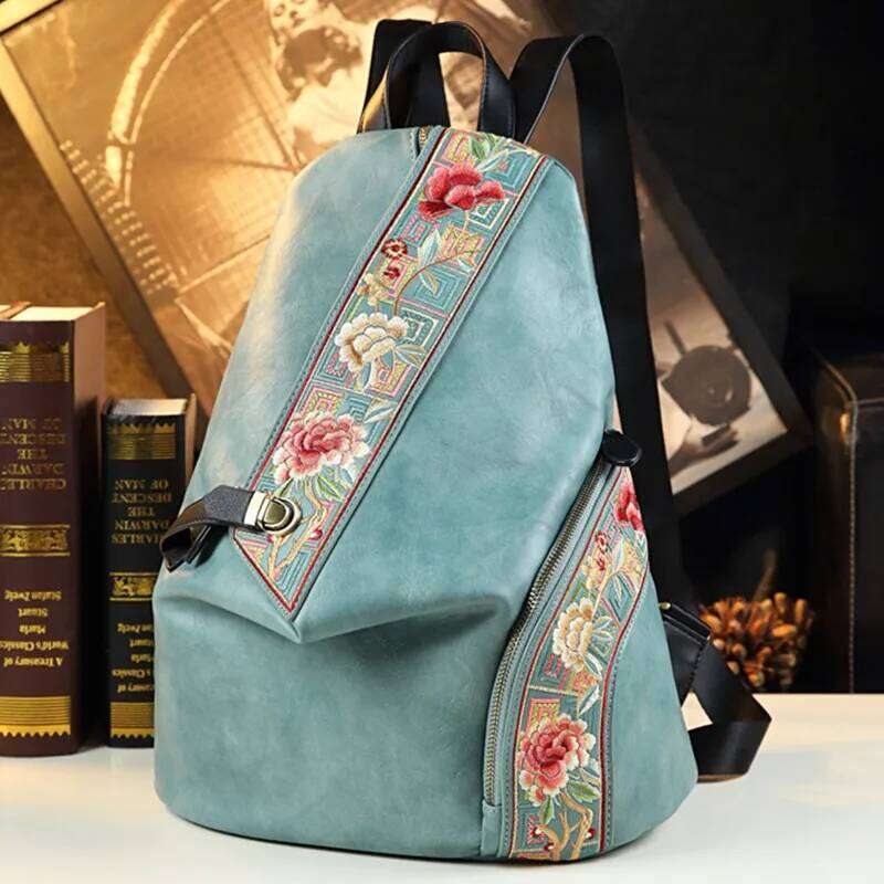 Retro Genuine Leathe Women Embroidered Design Ladies Bag Travel Backpacks Mother Anti-Theft Backpack Fashion Trend Z260204