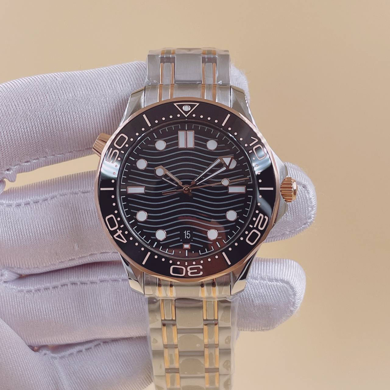 U1 fashion 40mm mens Automatic Mechanical men Wristwatches black Dial Sapphire watch Stainless Steel Strap watch