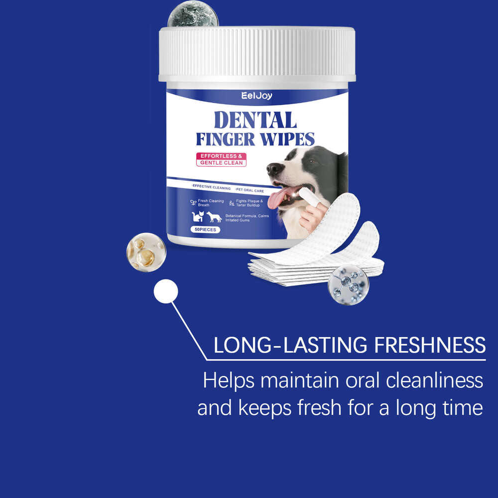 EELJOY Teeth Cleaning Wipes Gentle Ingredients Care for Pet Oral Health Finger Cots Clean Tartar S260203