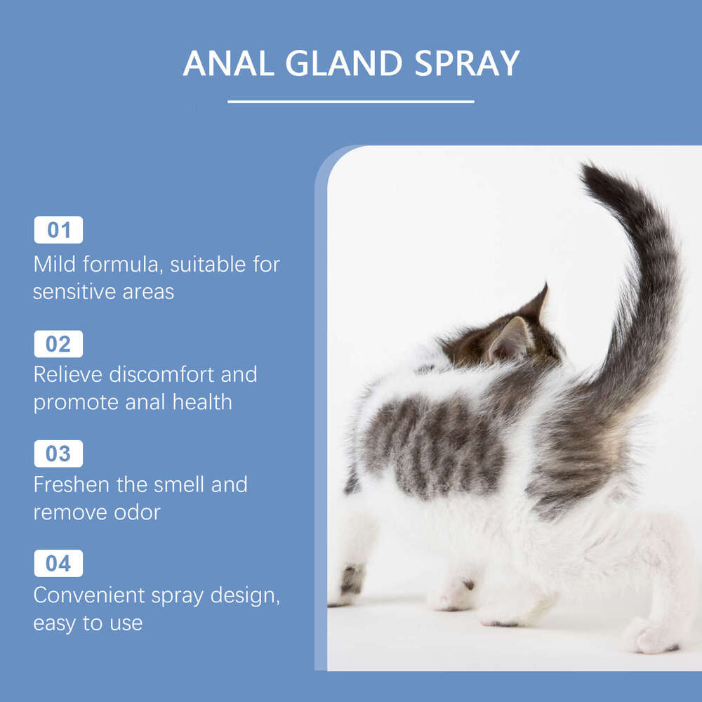 Yegbong Anal Gland Fresh Odor Removal Cat Post-Poop Cleaning Spray S260203