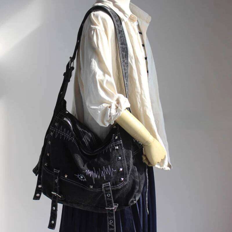 Y2k Aesthetic Trendy Grunge Denim Bag High-capacity Vintage All Match Women's Handbags Korean New Casual Shoulder Crossbody Bags C260204