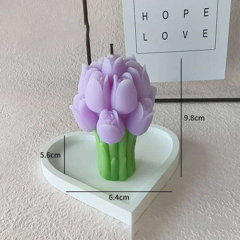 Korean Bud Scented Hand Aromatherapy Tulip Flower Bouquet Candles Handmade Wedding Companion Gift S260204