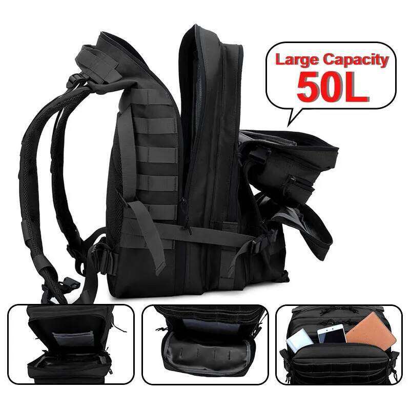 Outdoor Sports Multi-functional Bags50L Tactical Backpack Men's Travel Large Capacity Rucksacks Men Waterproof Z260202