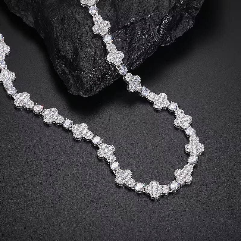 Luxury Iced Out 10mm 925 Sterling Silver Moissanite Cross Link Chain GRA Certificated Pass Diamond Tester Necklace