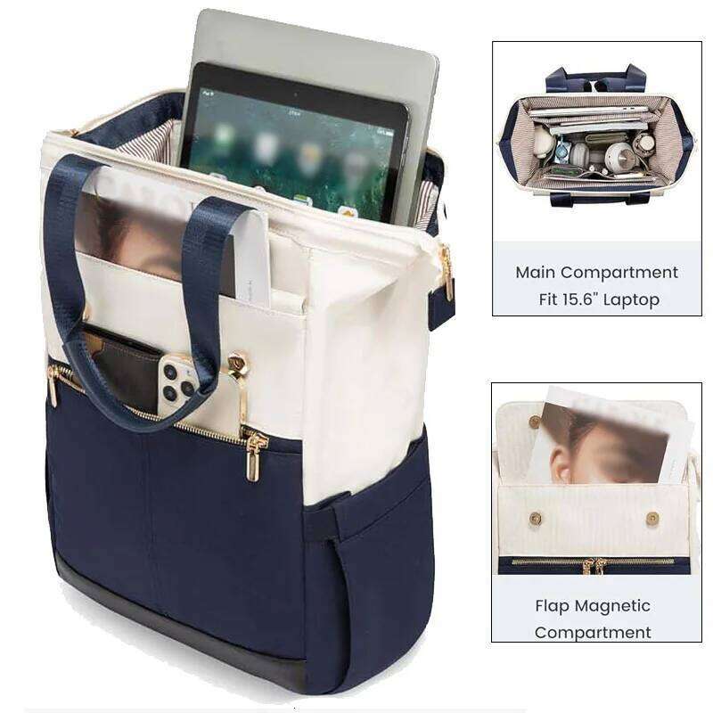 Ladies' 15.6-inch laptop backpack, work with lunch box, ladies' teacher nurse travel backpack Z260202