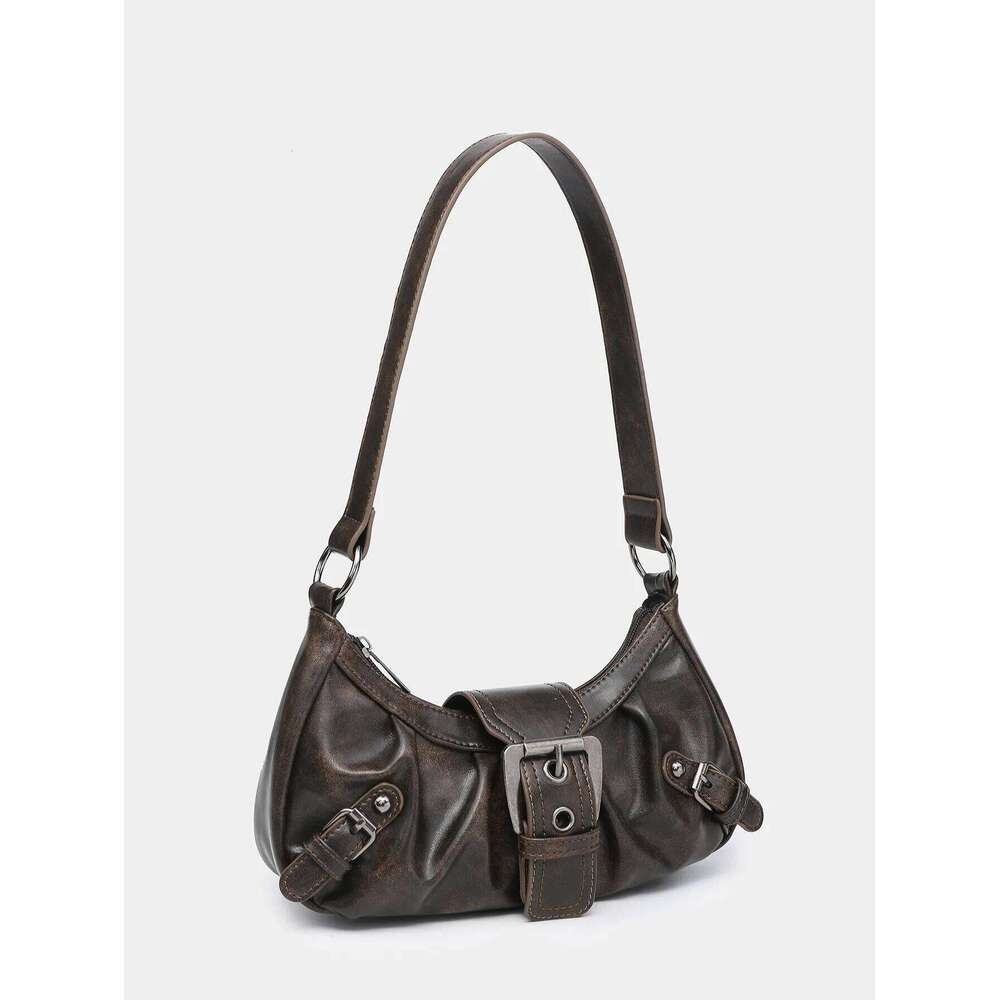 2024 spring hot selling Maillard retro small spicy girl Y2K wasteland style vintage leather shoulder armpit bag C260204