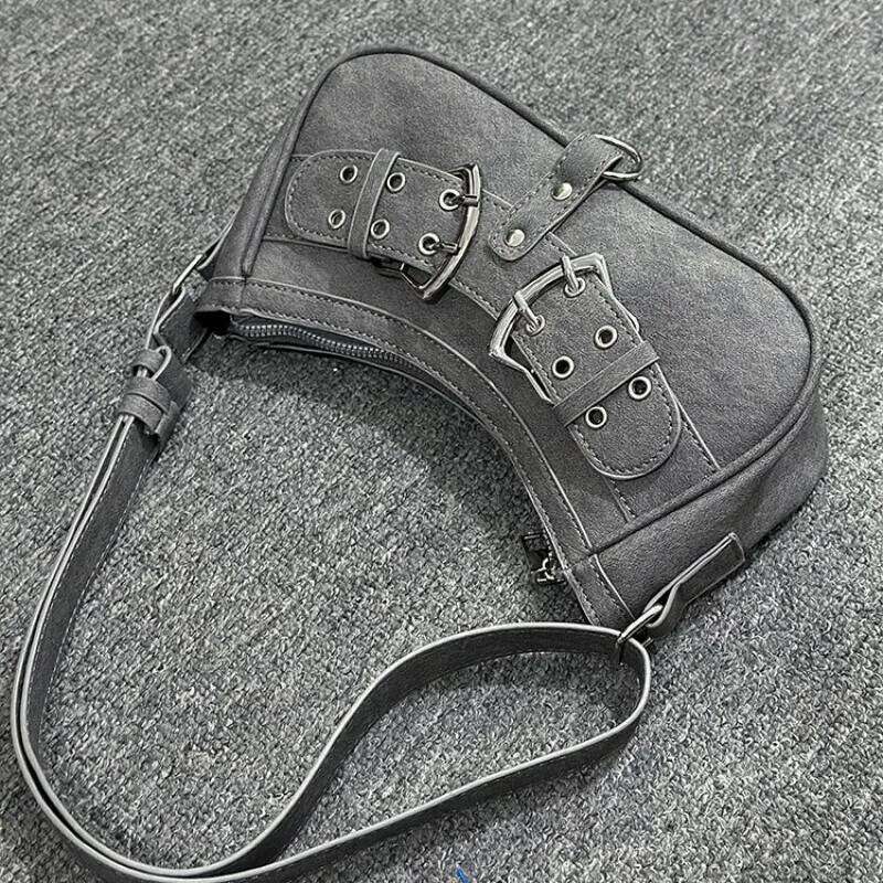 Sweet Cool Denim Grey Shoulder Women Y2k Grunge Hot Girls Casual Handbag Lady Vintage Versatile Underarm Bag Autumn bolsas C260204