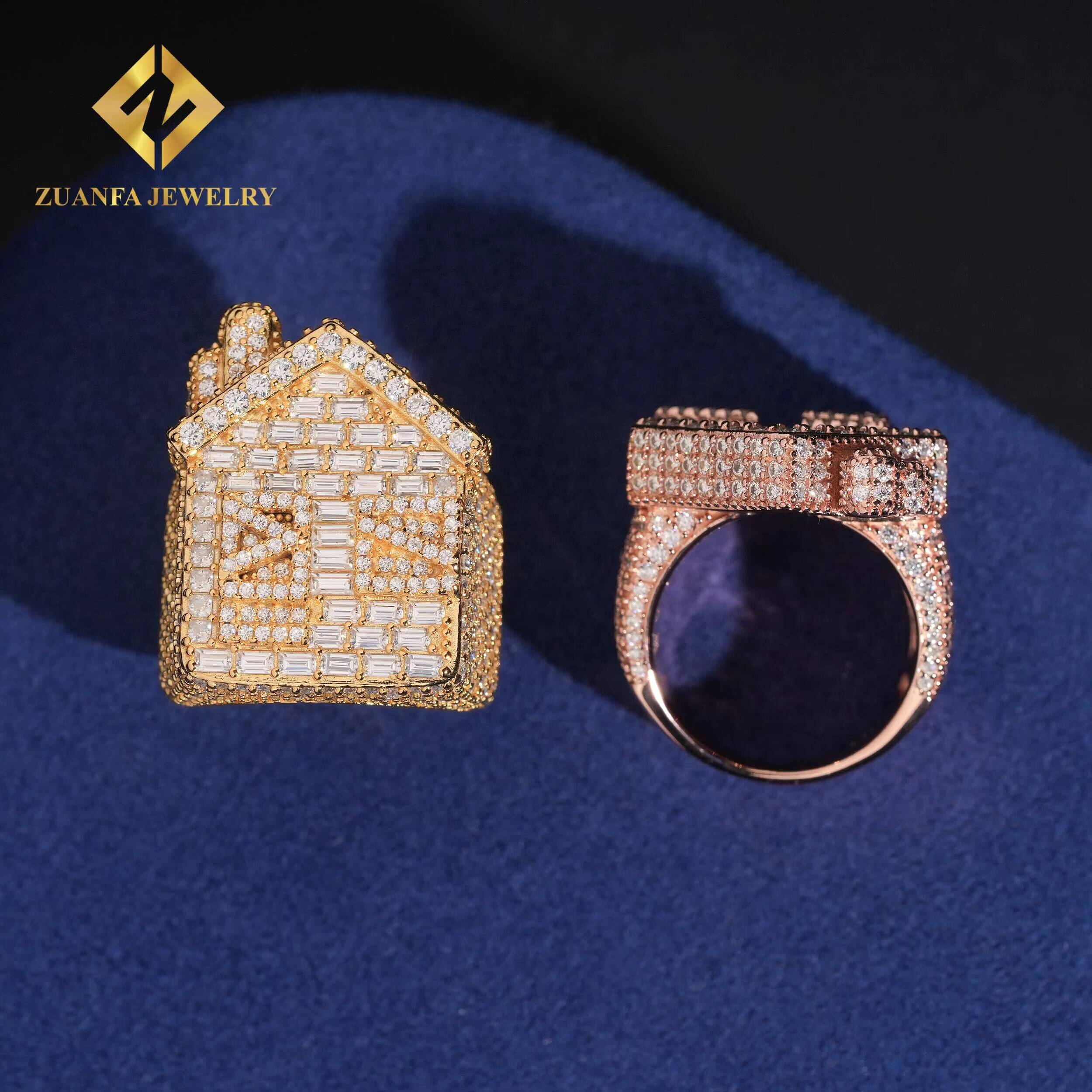 Hot Sale GRA Certified Moissanite House Ring HipHop 925 Sterling Silver Ring High Quality Ring Iced Out Pass Diamond Tester