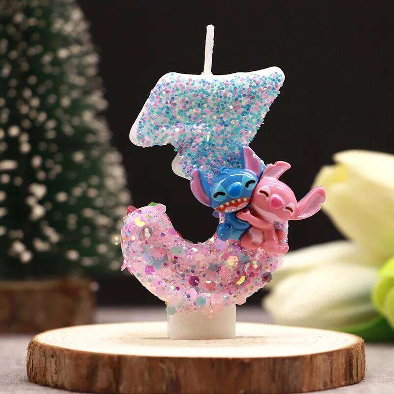 Stitch fit cartoon two-color digital birthday party holiday decoration cute cake candle S260204 dfc