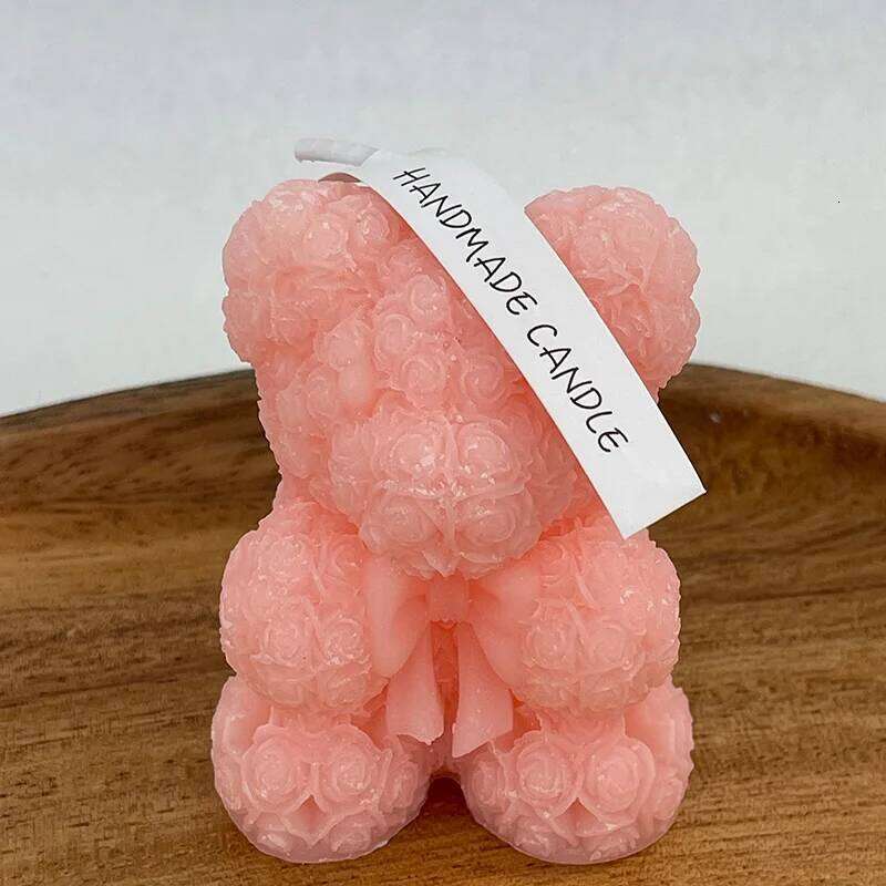 1PC Rose Bear Scented 3 ColorsRed/Pink/Cream | Home Decoration Birthday Gift, Advanced Atmosphere Fragrance Candle S260204
