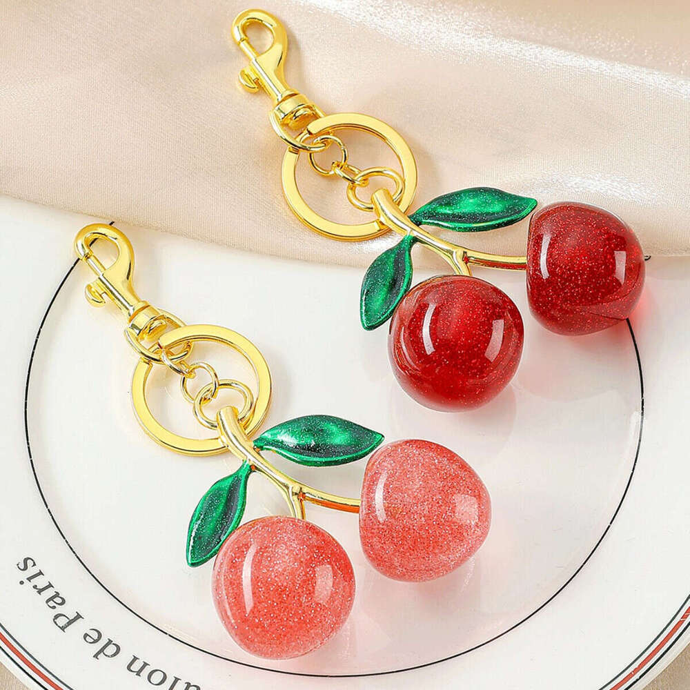 Bag Charms Keychain Red Cherry Fruit Pendant Womens Purse Accessories Suitable for daily casual wear Practical and cute featuring vibrant