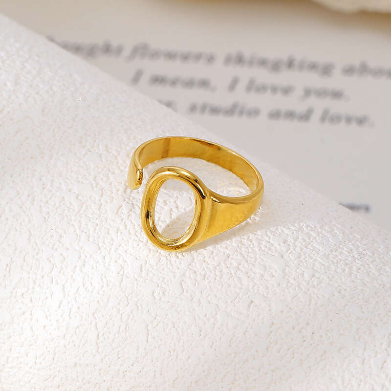 Geometric Oval Ring for Women, Daily Versatile Open Ring, Titanium Steel Hollow Ins Style Hand Jewelry