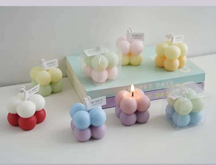 Bubble Cube Bicolor Handmade Scented Aromatherapy Soy Wax Candle Wedding Birthday Candles Party Home Decoration S260204