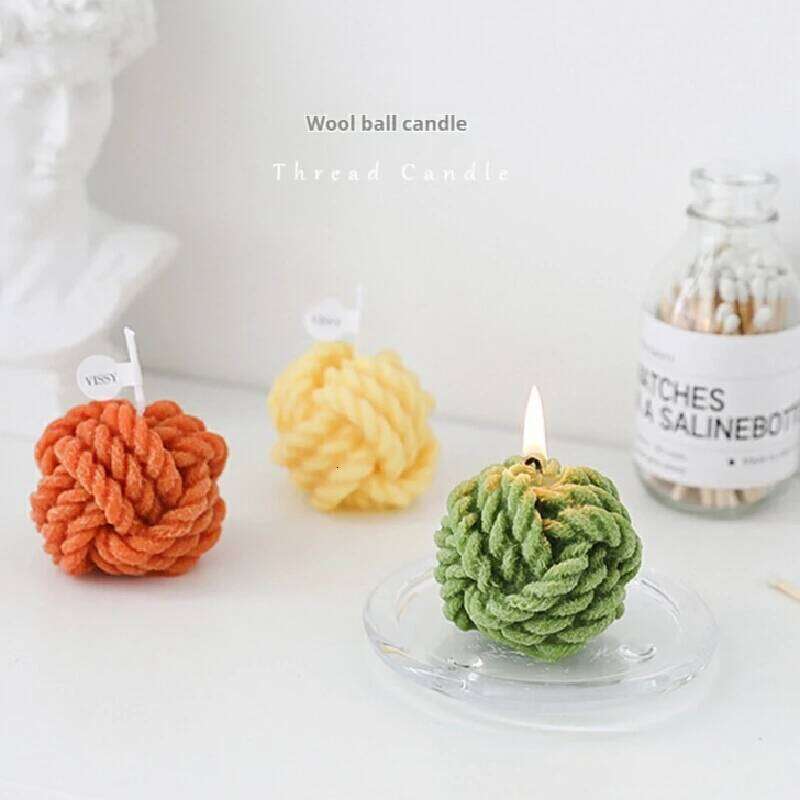 Cute Creative Yarn Ball Aromatherapy Handmade Diy Party Simulation Decoration Ornament Candle Christmas Birthday Gift S260204