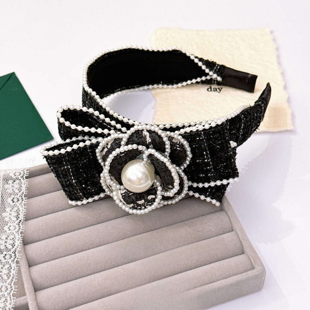 French Pearl Camellia Bow Hairband Style Elegant Korean High-end Headband Hair Accessory