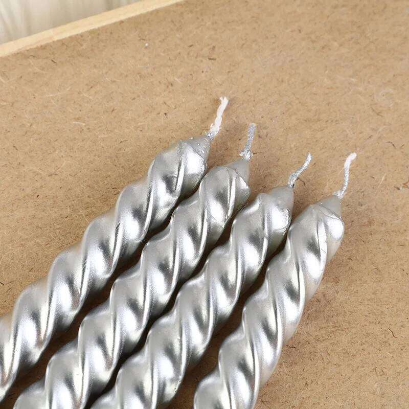 4pcs Taper Thread Candle Restaurant and Home Decor Candlelight Dinner,Christmas,Halloween,Wedding Anniversary,Birthday,Dating S260204