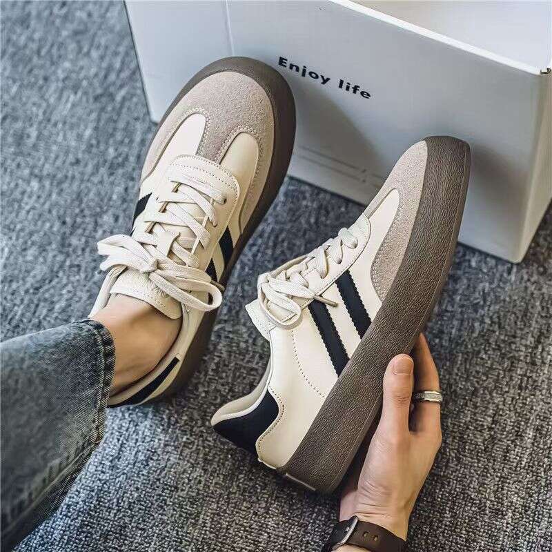 designer Shoes New Niche Design Hong Kong Style Fashion Retro Casual Men's Sneakers Low-top Leather Surface