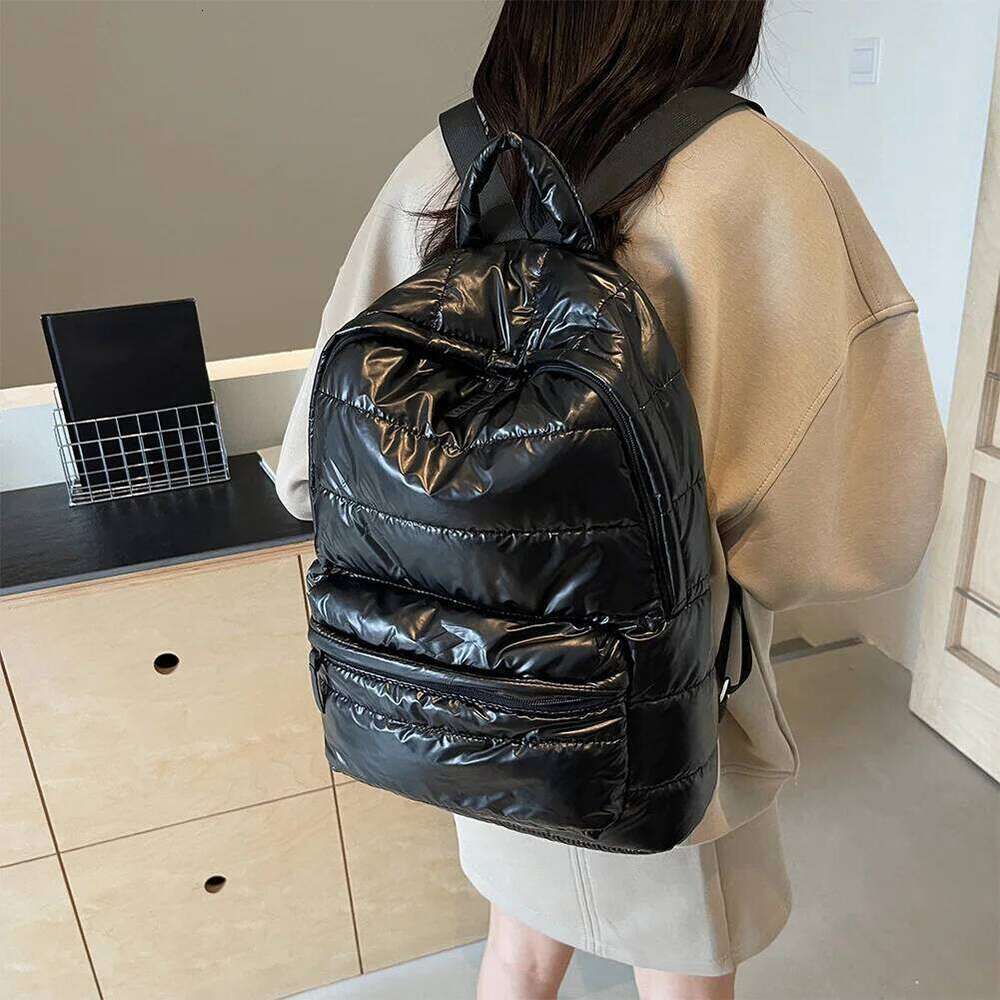 2025 Ultra Light Space Down Women's Backpacks Puffer Daypack Multi Pocket Travel Knapsack Large Capacity Rucksack School Bags Z260204