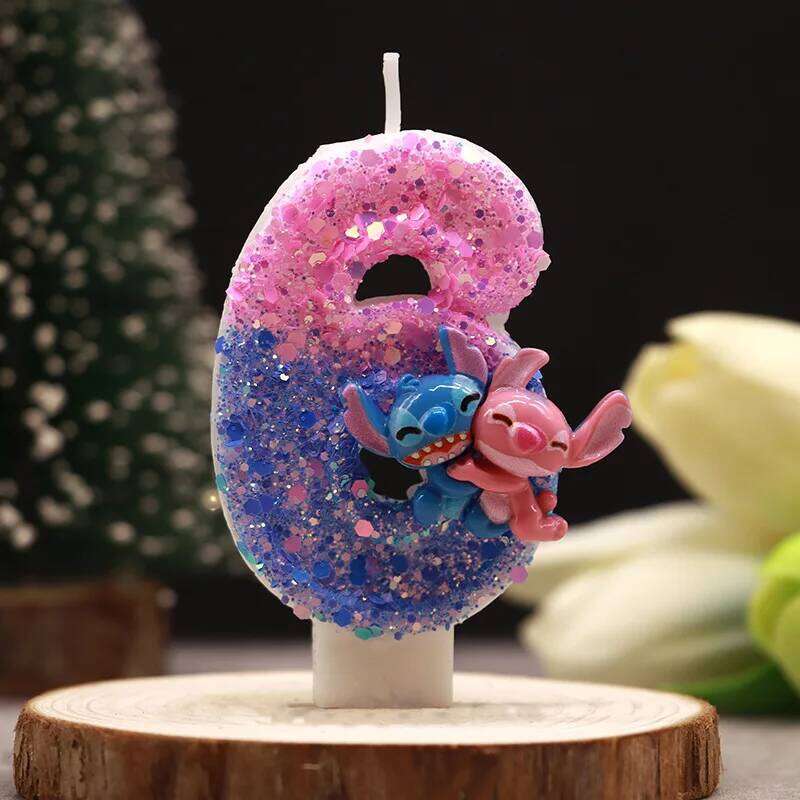 Stitch fit cartoon two-color digital birthday party holiday decoration cute cake candle S260204