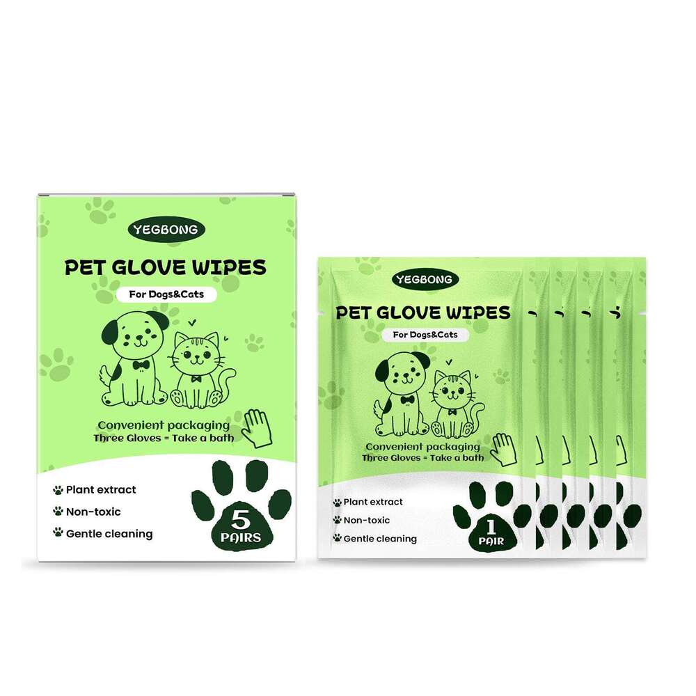 Yegbong Pet No-Wash No-Bath Cat Dog Body Dirt Odor Cleaning Gloves S260203