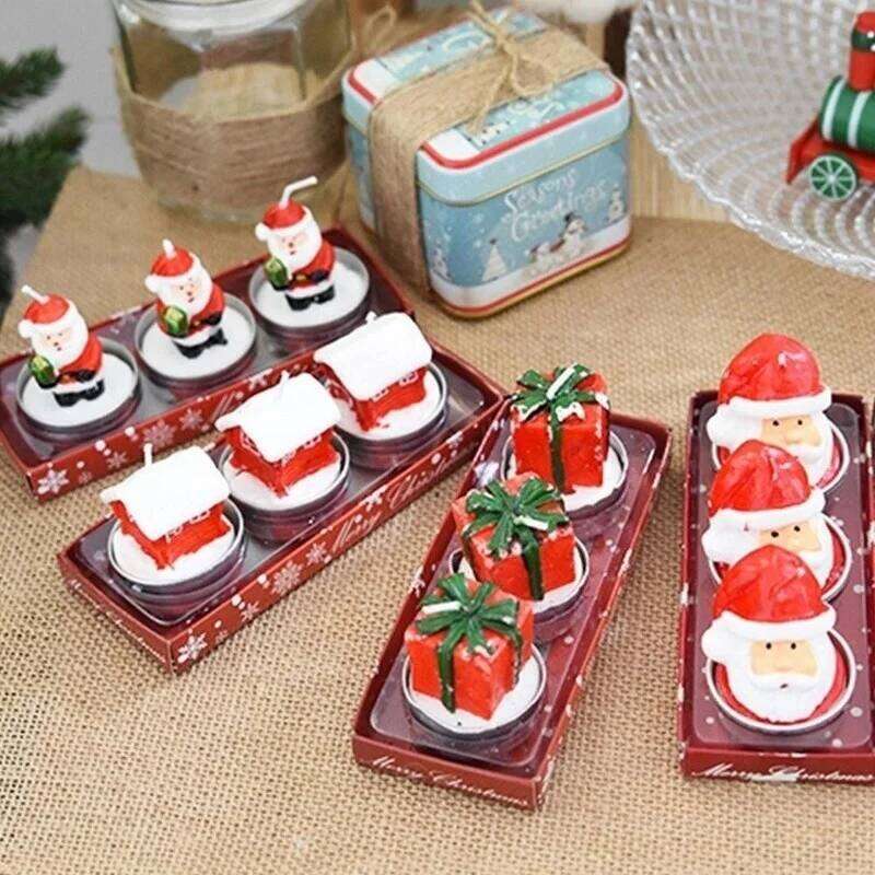 Christmas Mini Figurine Tealight Candle Set, Festive Santa Holiday Shape Candles for Party, Wedding & Home Decor S260204