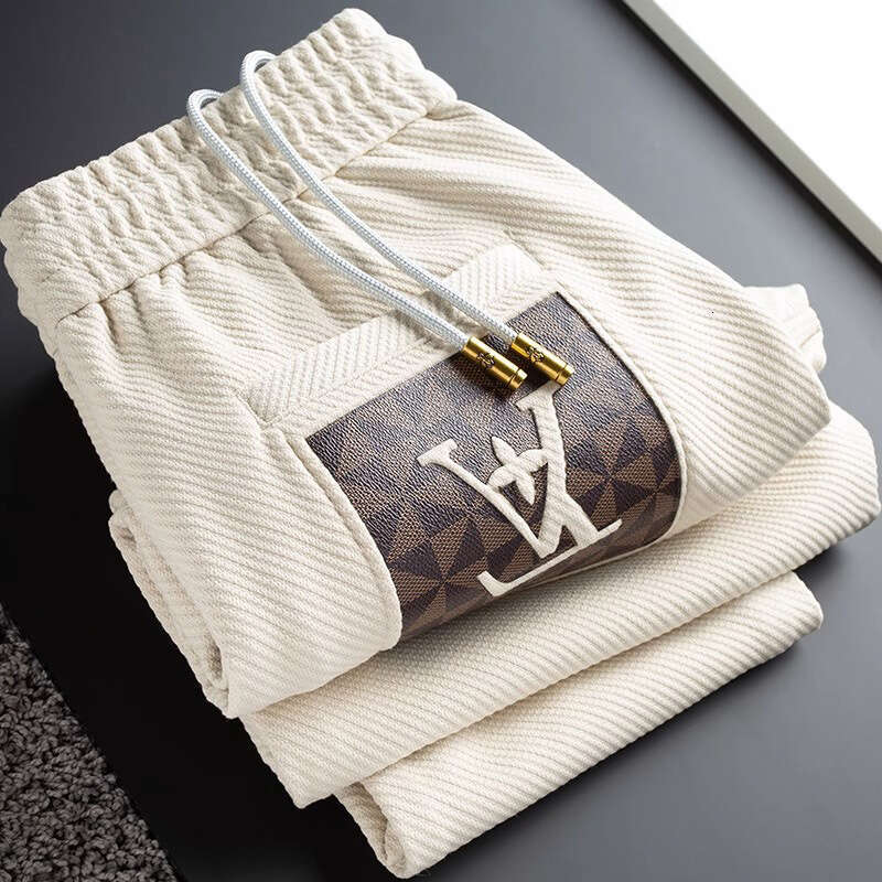 Station Light Luxury Spring And Autumn Khaki Sports Slim Fit Joggers European Style Sweatpants Men's Casual Long Pants