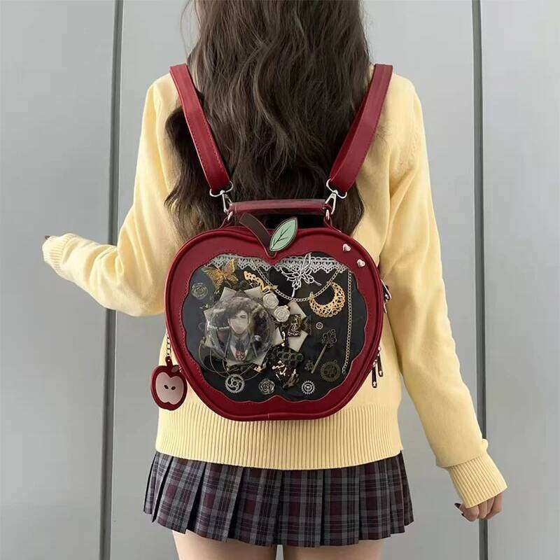 Sweet Girls Backpack New Cute Apple Shape Itabag Niche Design Handheld Crossbody Fashion Hot Sale Transparent Doll Leisure Bags Z260204