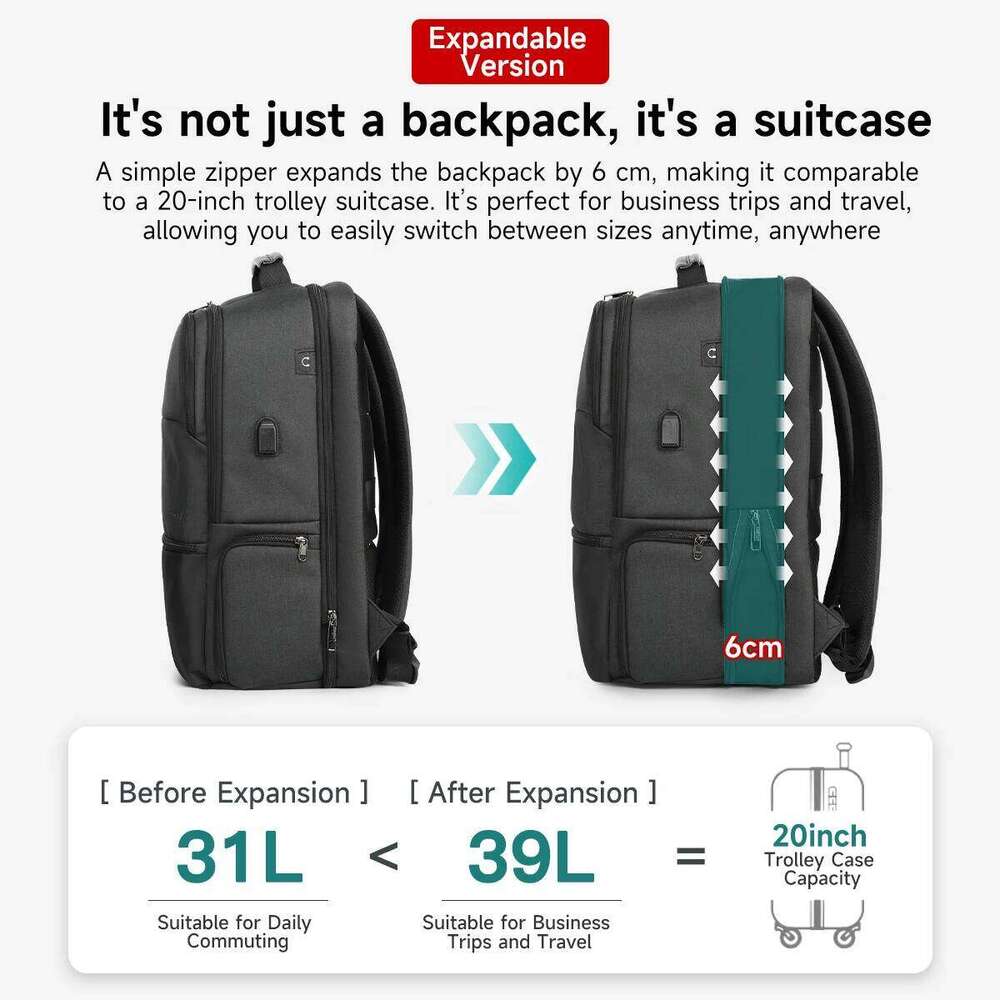 Tigernu Expandable 15.6-19inch Laptop Backpack For Men RFID Anti Theft Travel Bag Schoolbag Cabin Bags Knapsack Z260204