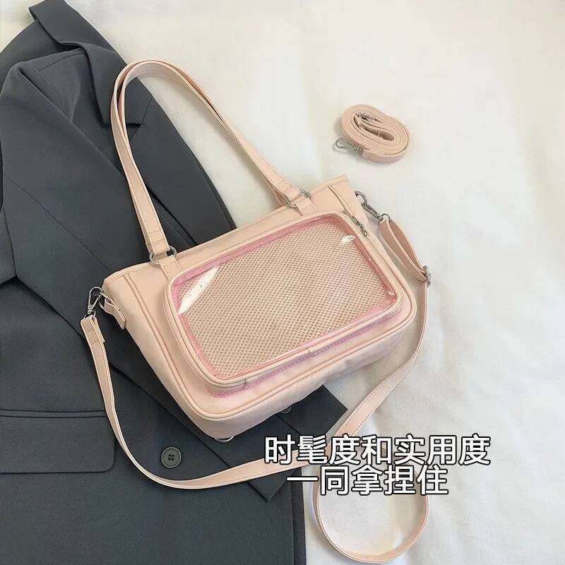 JIAERDI Harajuku Aesthetic Black Itabag Women Heart Bow Casual Shoulder Backpack Ladies Jk Uniform Transparent Handbag Wallet C260204
