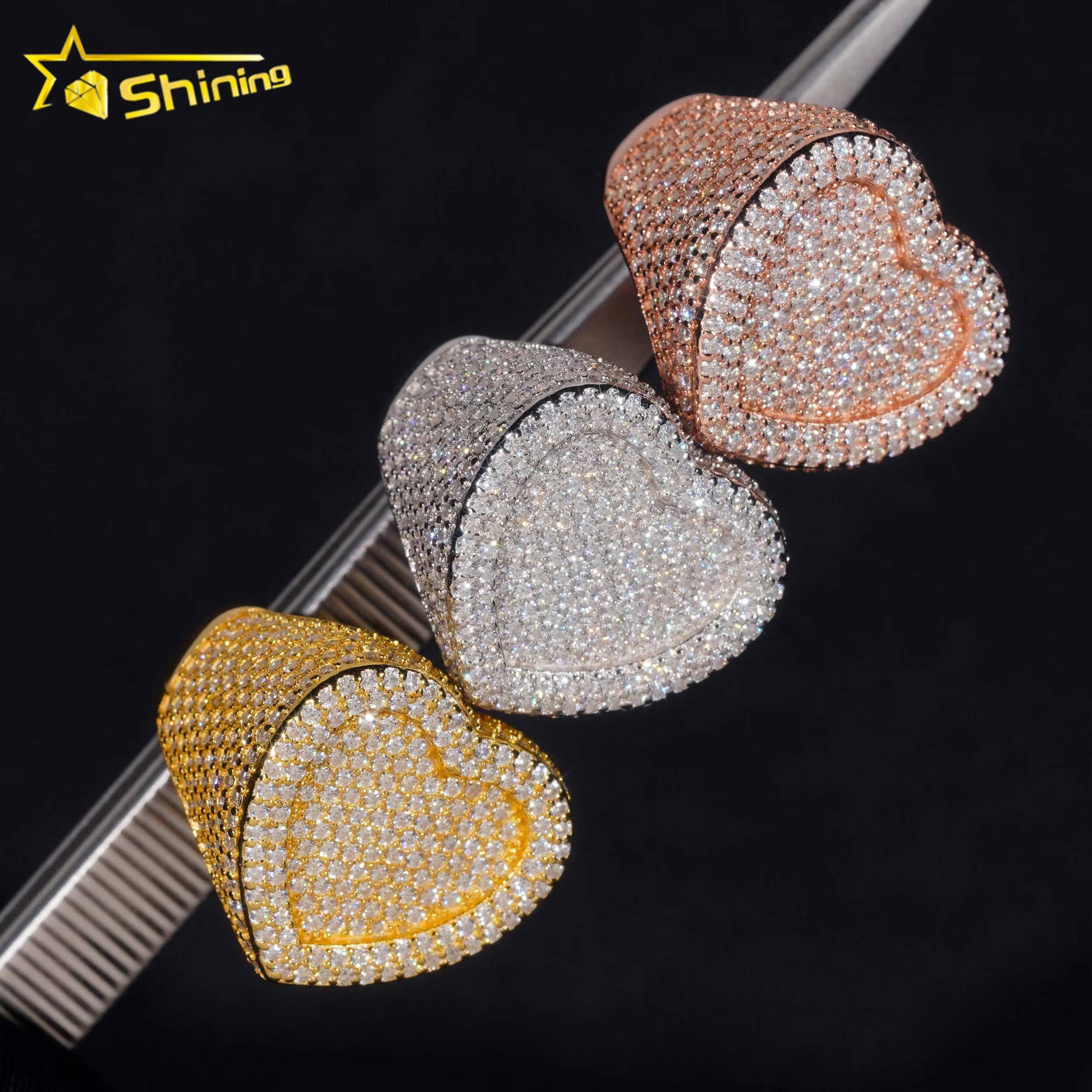 GRA Certificate 925 Sterling Silver Gold Plated Hip Hop Jewelry New Style Baguette VVS Diamond Moissanite Hip Hop Ring
