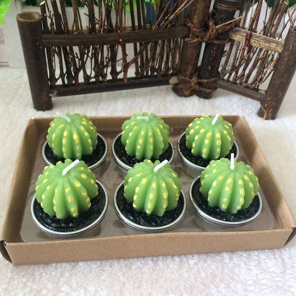 Green Cactus Candles Simulation Plant Decorative Table Tea Light Artificial Succulents Home Wedding Party Anniversary Festive S260204