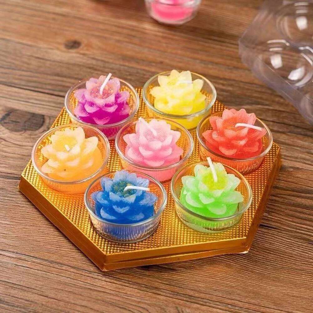 Colored Tulips Candles Creative Home Room Decor Succulent Plants Lotus Flower Manual Green Tea Candle Gifts for Wedding Guests S260204