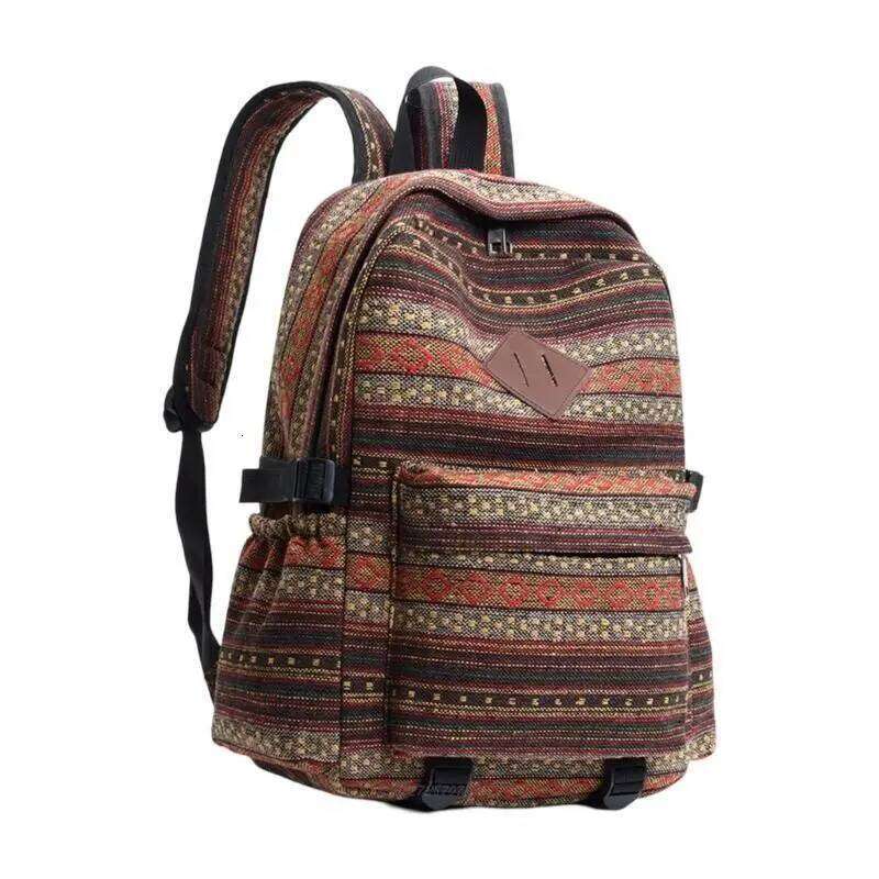 X5XA Spacious Backpack Ethnic School Canvas Book Bag For Easy Organization Z260202