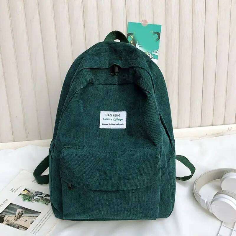 D46D Women Casual Corduroy Backpack with Pendant School Bag Travel College Daypack Female Girls Rucksack Handbags Z260202