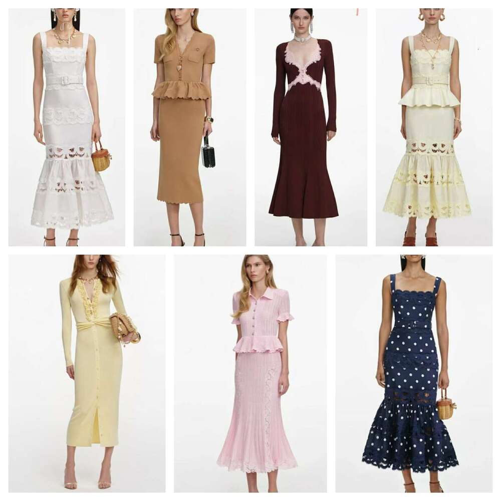 Self Portrait Designer Casual Knit Dress Elegant, Sexy, and Fashionable Spaghetti-Strap, Backless Sleeveless Figure-Hugging, Slit Dress Summer Knit Dress 369 2