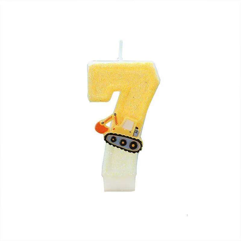2025 Cross - border Creative Engineering Vehicle Excavator Digital Cake Decoration Handmade Birthday Candle S260204