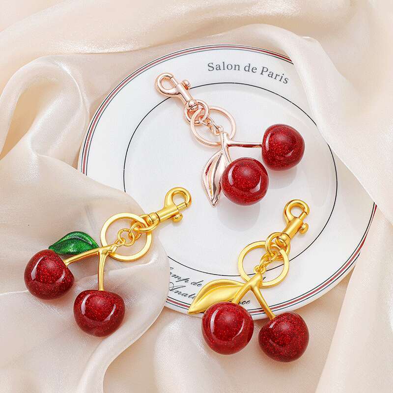 Bag Charms Keychain Red Cherry Fruit Pendant Womens Purse Accessories Suitable for daily casual wear Practical and cute featuring vibrant