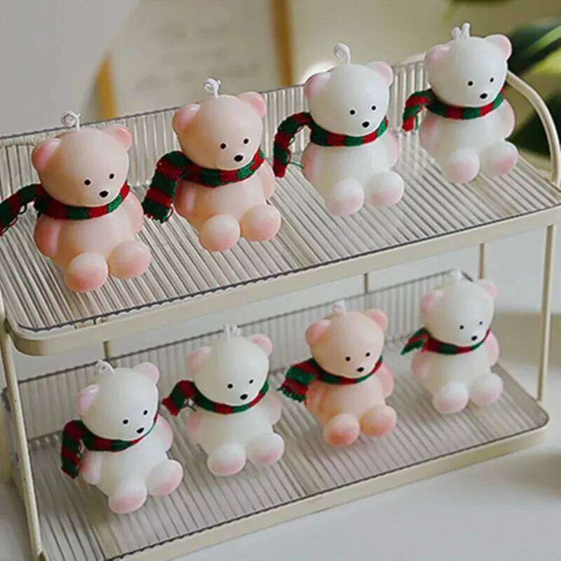 1pc Scarf Scented Candle , Cute Bear Home Aromatherapy Ornaments, Birthday Valentine'S Day Gift Souvenir Fot Women Girl S260204