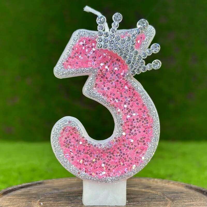 New handicraft Creative 0-9 Pink Number crown Birthday candle With Drip-Prevention Tray Party Anniversary Cake Decoration S260204