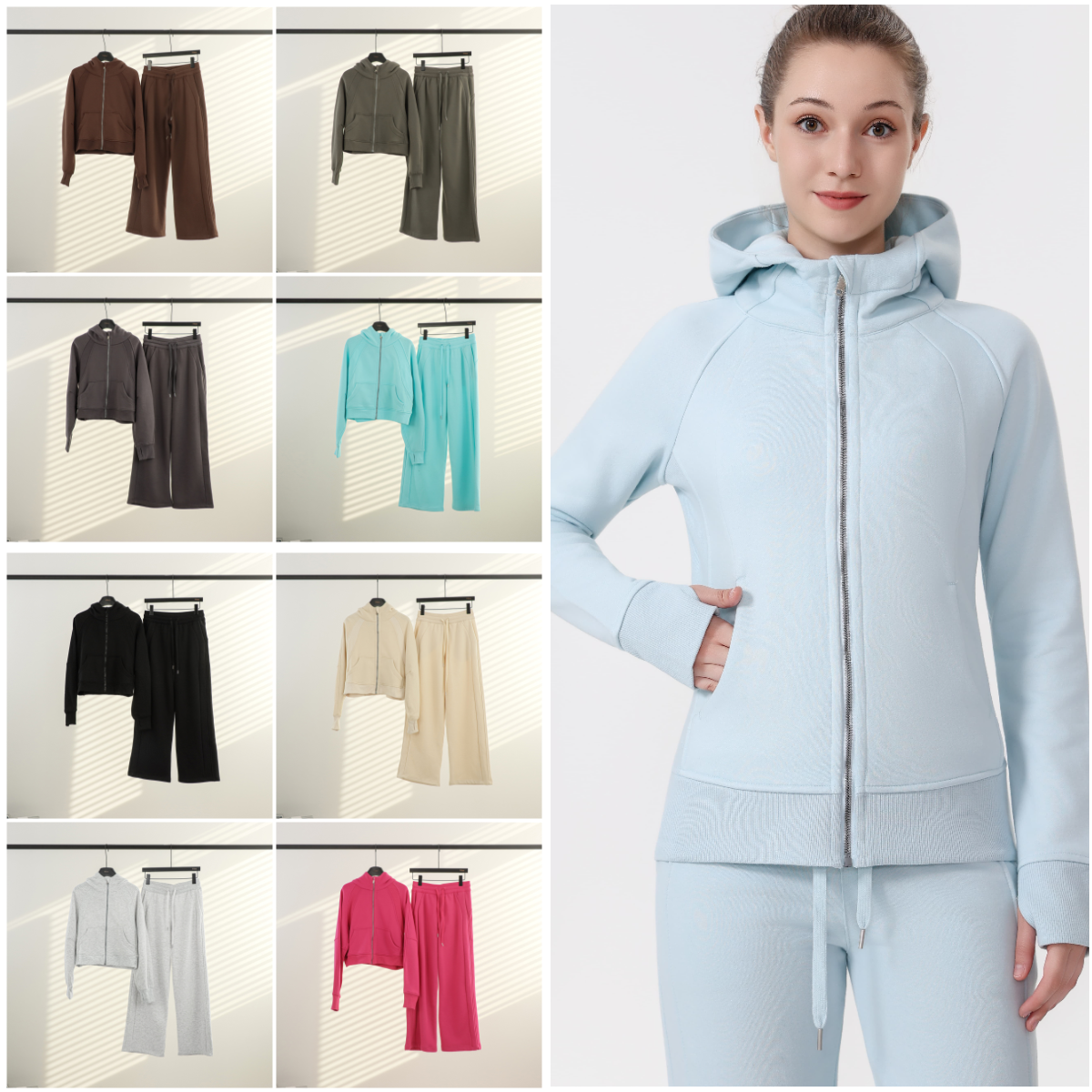 Designer Top Yoga gold zipper Gym Clothing Pant Women Full Zip Sportswear Workout Track Sweatshirt Running Coat with Pockets Outdoor jacket hoodie sweatpants