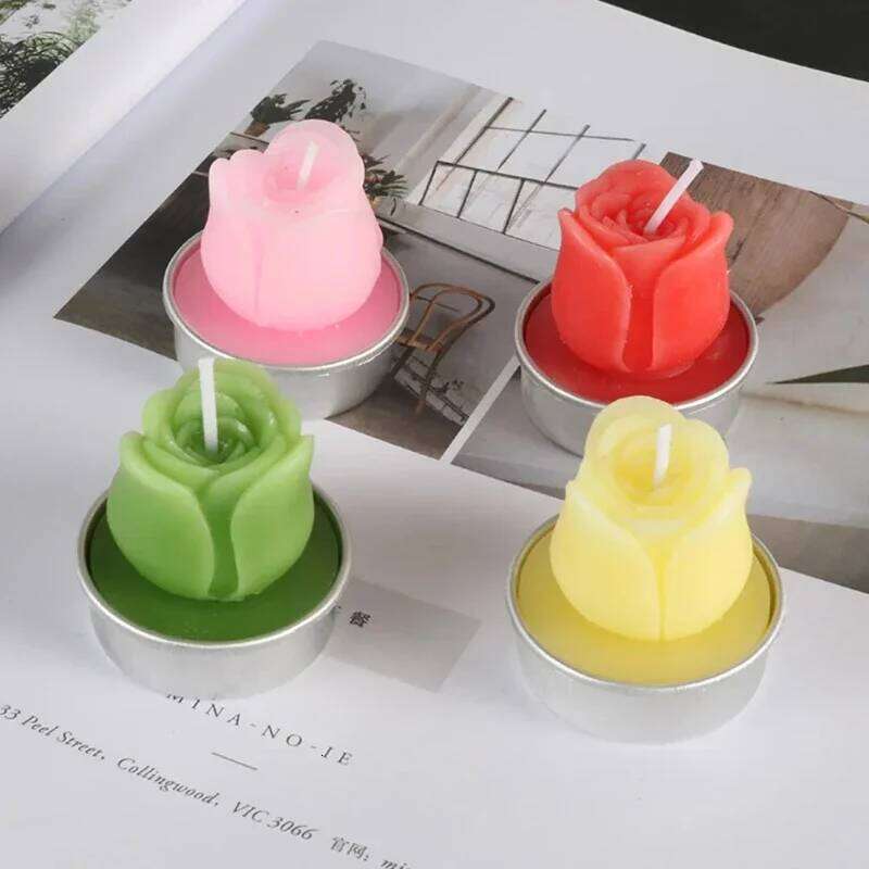 6PCS Romantic Red Proposal Candles Smoke-Free Safe Tealight Wax Rose Shape for Wedding Party Dating Home Decor S260204 9c2