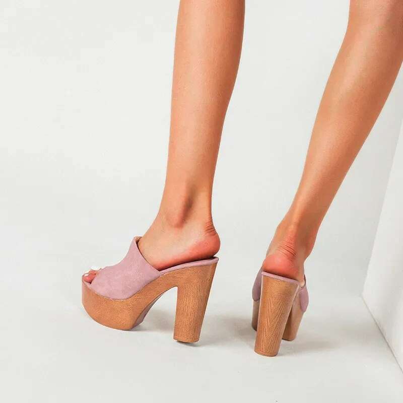 Sandals Super High Heels Women Chunky Wooden Slippers Wedges Platform Femme Open Toe Shoes Summer Beach Slides Slip On Sandalias