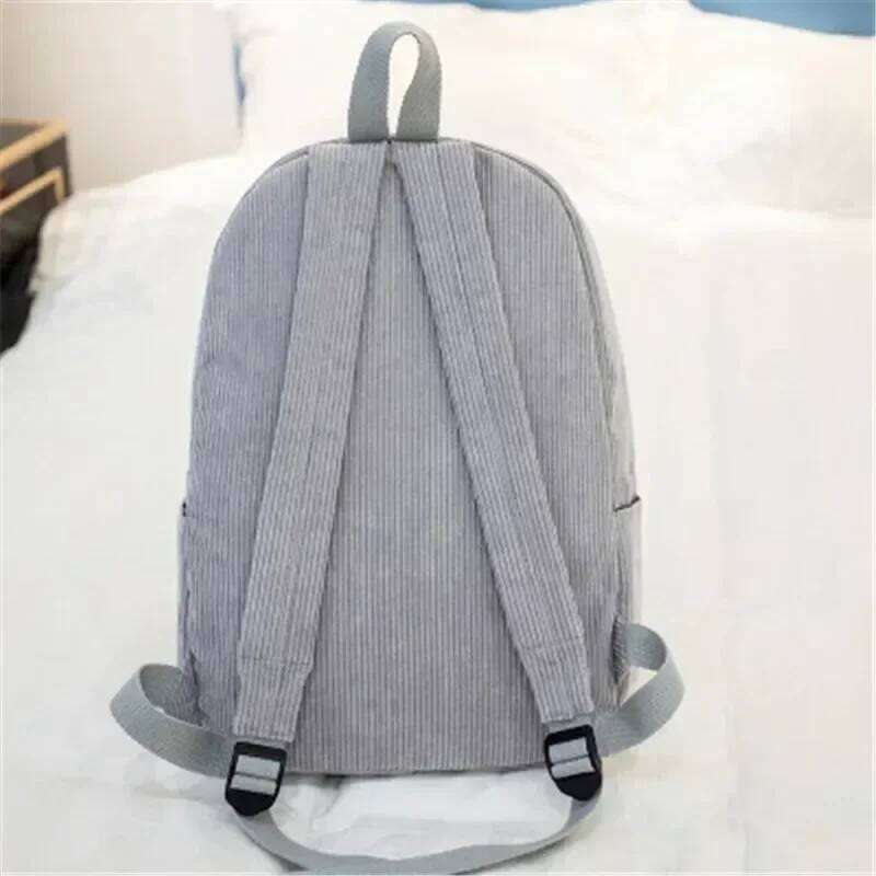 Soft Corduroy Women Female Travel Teenage Girls Striped School Backpack Large Capacity Book Bag Z260204