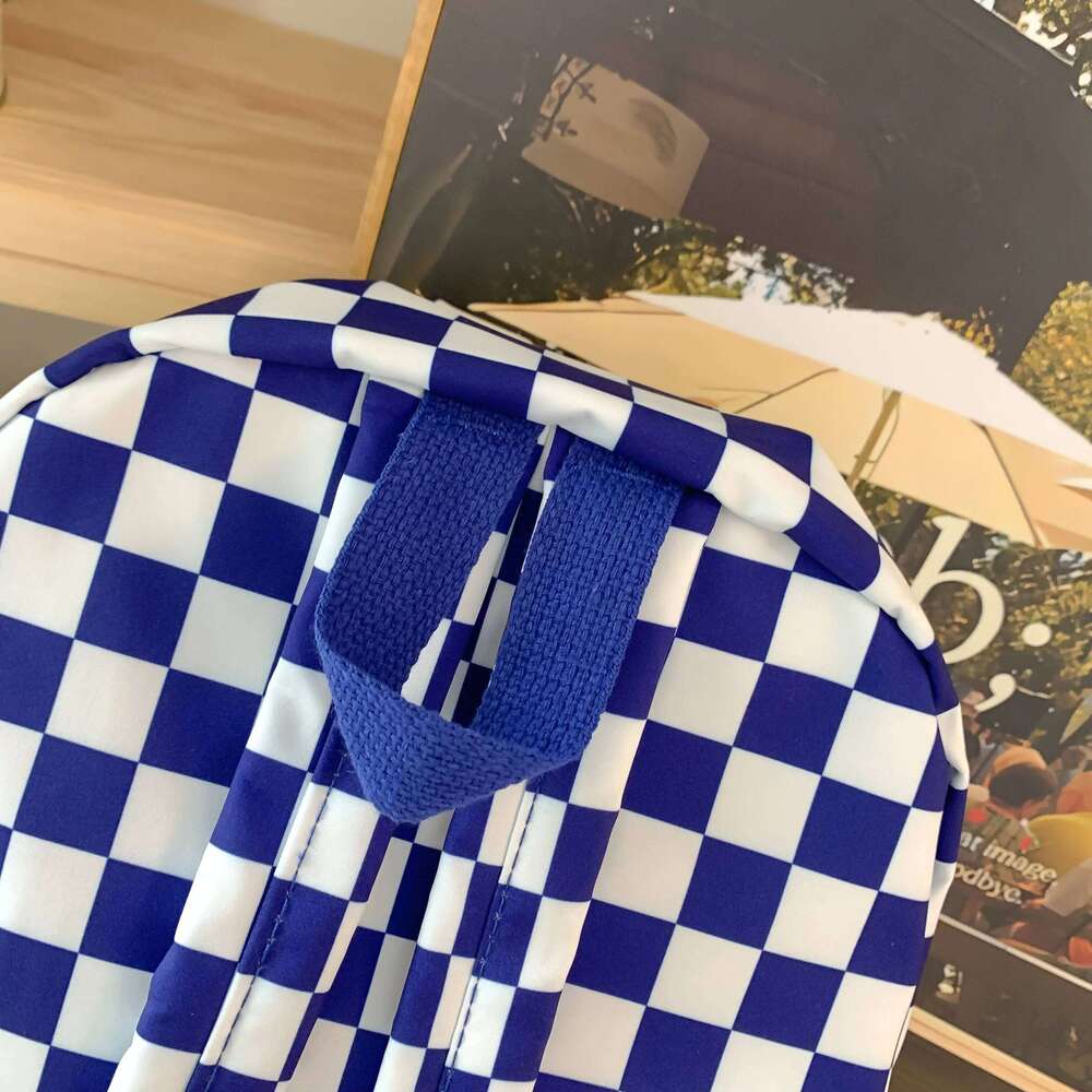 Bags Female Junior High College Middle School Students, Ins-Style Girls' Backpacks, Checkerboard Pattern Backpacks for Girls, Available in Five C