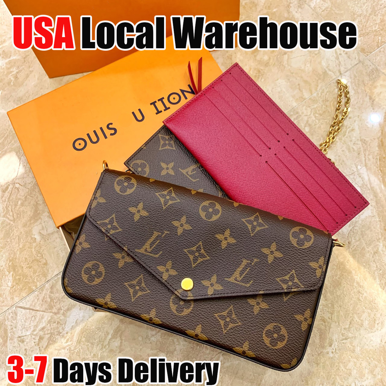 designer bag 3in1 bag shoulder bag purse wallet pochette felicie ladies Luxury bag with classic floral coating canvas and cowhide chain bag underarm handbag