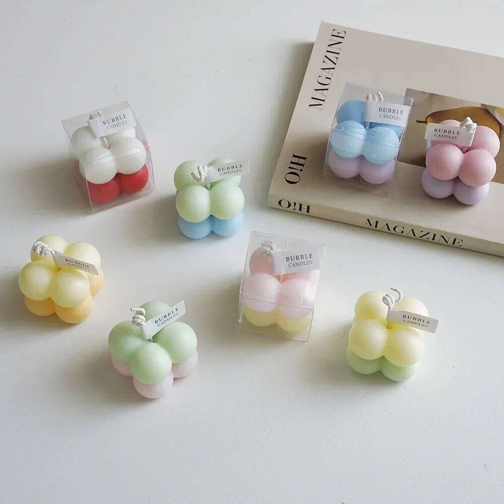 Ins Cube Scented Candles Home Decoration Velas Rose Aromatherapy Art Candle Mini Date Room Wedding Decoracin Gift Paraffin Wax S260204